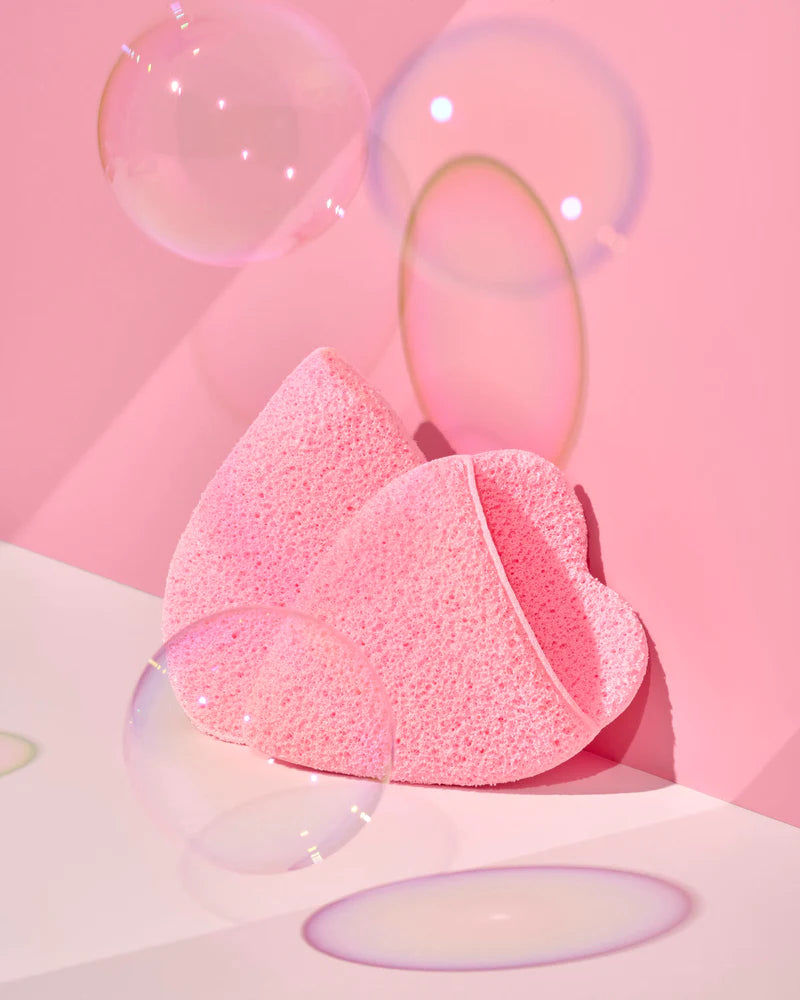 Lot de 2 éponges exfoliantes pour le visage en forme de cœurs